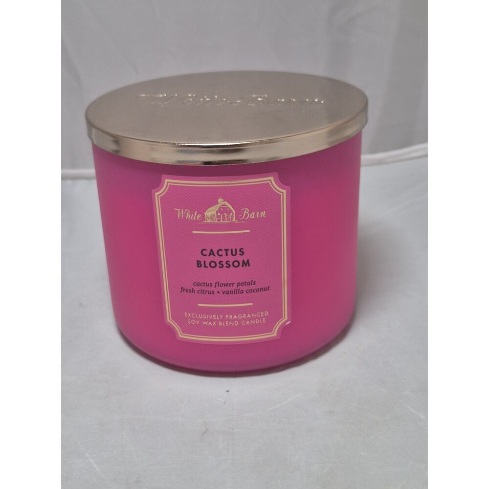 💥 Bath & Body Works CACTUS BLOSSOM Scented 3 Wick White Barn Candle NEW B6